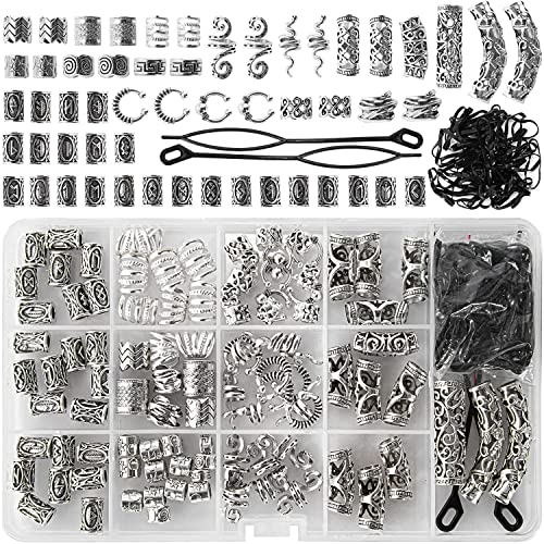 152 Stück Dreadlocks Schmuck,Dreadlocks Dekoration Loc Haarschmuck für Frauen Zöpfe Haarschmuck Nachahmung Holzperlen Metall von KONOVOLY