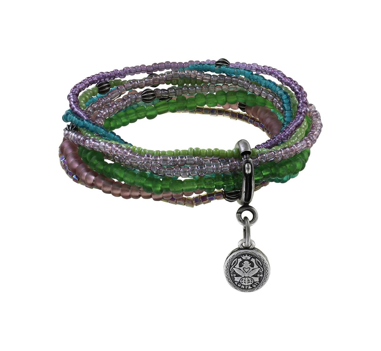 KONPLOTT Armband KONPLOTT Armband Petit Glamour antik Silber grün lila elastisch von KONPLOTT