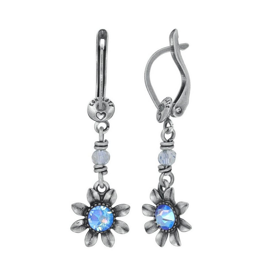 KONPLOTT Paar Ohrhänger Konplott: pendelnde Ohrringe Love, Shine and Flower - Blume von KONPLOTT