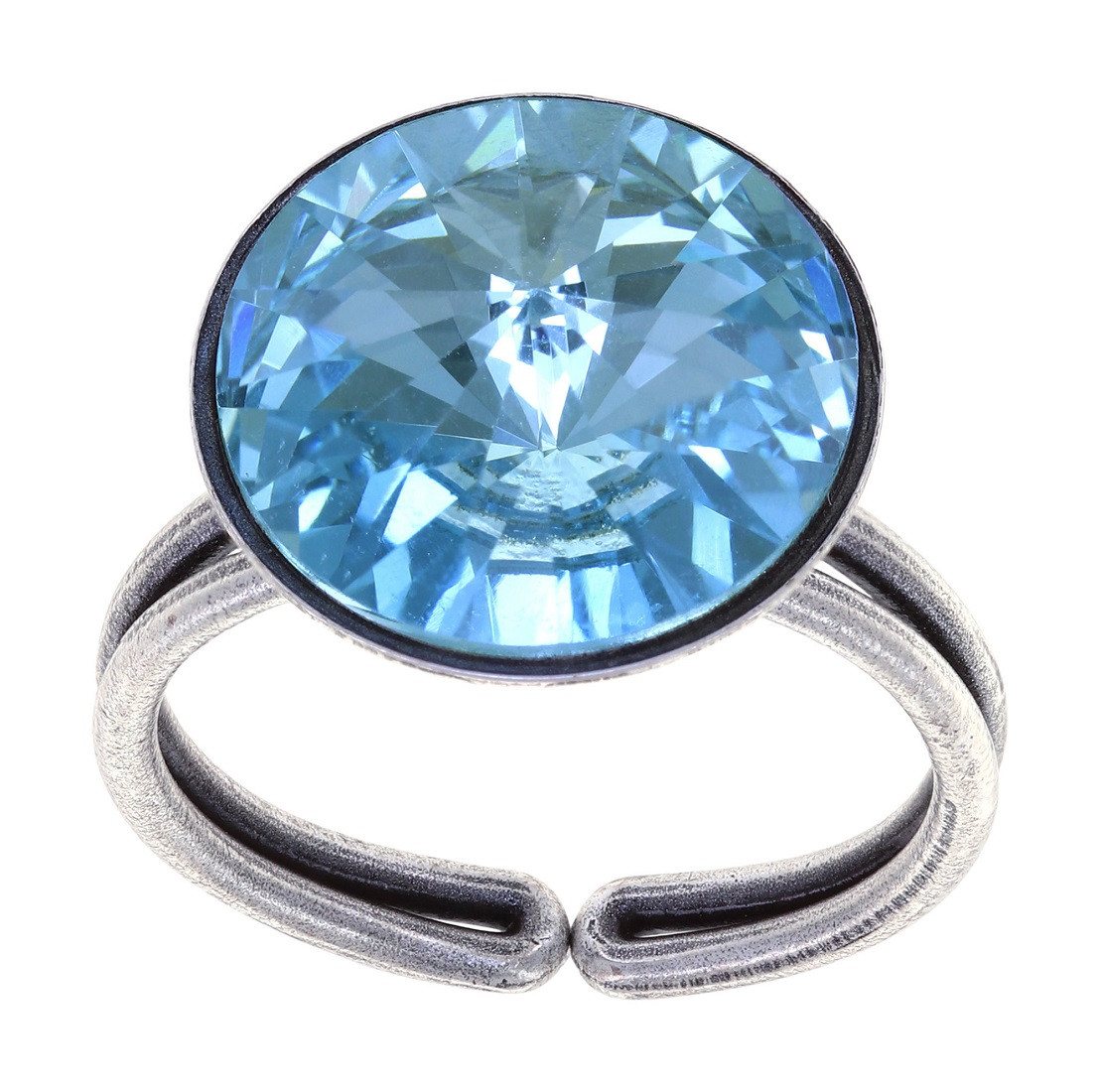 KONPLOTT Solitärring Konplott: Ring Rivoli (Einzelstück, Einzelteil), offene Ringschiene, markanter großer Solitär-Kristallstein von KONPLOTT