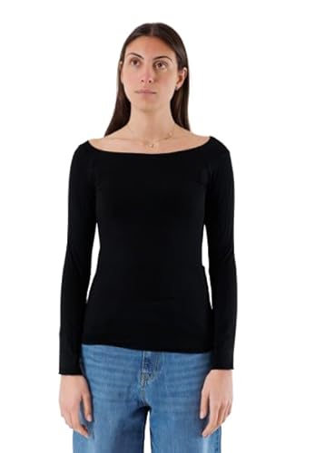 KONTATTO MR4007C Langarmshirt mit Bootsausschnitt, Schwarz-Schwarz, One size von Kontatto