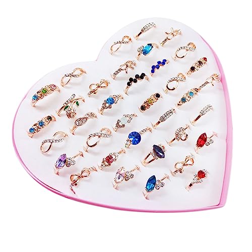 KONTONTY 1 Schachtel Teiliges Modischer Damenringe mit Bunten Strasssteinen Eleganter Fingerschmuck für Partys Prom oder für Freundinnen von KONTONTY