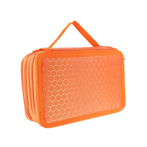 KONTONTY Lagige Federmappe Mit Fächern Stifte Organizer Für Schulbedarf Und Künstlerbedarf Robuste Aufbewahrungstasche Mit Reißverschluss Orange von KONTONTY