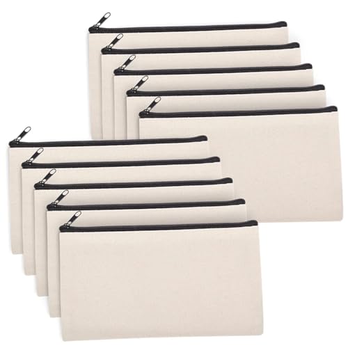KONTONTY 10stücke DIY Wärmeübertragung Make-up Tasche Aus Segeltuch Sublimations Reiseorganisationertasche Mit Reißverschluss Zum Malen Und Gestalten von KONTONTY