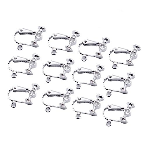 KONTONTY 12 Stück Teiliges Clip Ohrschmuck Silber mit Loch Leichte Flache Klemmen für Durchbohrte Ohren Ohrclips für Damen und Mädchen Vielseitig für Alltag und Party Geeignet von KONTONTY