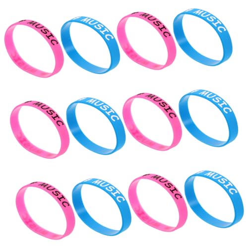 KONTONTY 12 Stück Teiliges I Love Music Silikonarmband Elastische Handgelenk Bänder für Musikfestivals und Partys für Musikliebhaber und Events von KONTONTY