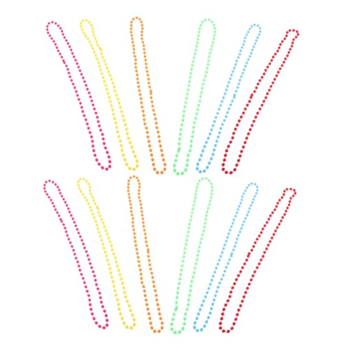KONTONTY 12 Stück Teiliges Neon perlenkette aus Robustem Kunststoff Leuchtende Farben für Karneval Maskenball Faschingsparty Vielseitiges Party accessoire für Retro Festkleidung von KONTONTY