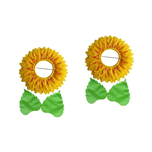 KONTONTY 2 Sets Schicke Sonnenblumen-kopfbedeckung Mit Handschuhen Cosplay-blumen-kopfbedeckung Sonnenblumenhut Für Mädchen Tanz-performance-requisiten von KONTONTY