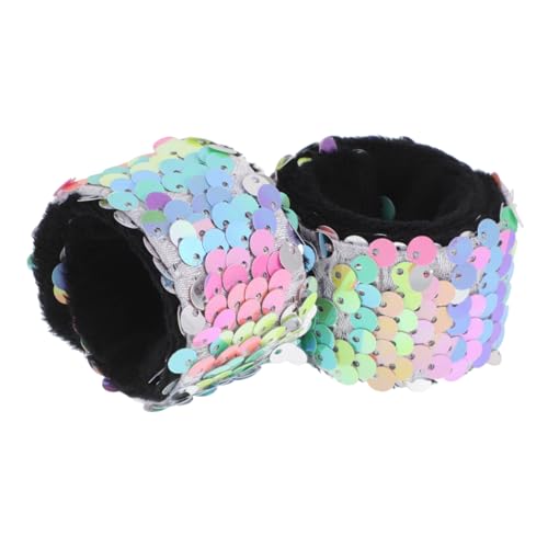 KONTONTY 2 Stück Glitzer Schnapparmbänder für Wendbare Glitzerarmbänder mit Pailletten für Geburtstagsfeiern und Partytüten von KONTONTY
