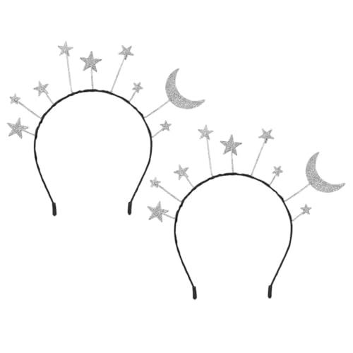 KONTONTY 2 Stück Glitzernde Stern Haarreifen für Partys Stylische Kopfbedeckung mit Mond Design Leicht und Bequem für Frauen und Mädchen von KONTONTY