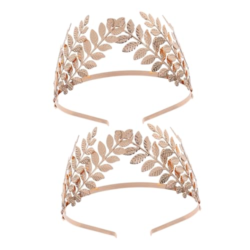 KONTONTY 2 Stück Goldene Lorbeerkrone Teiliges Verstellbarer Römischer Haarreif Haarschmuck Braut Kopfschmuck Für Hochzeit Halloween Karneval Geeignet Für Damen von KONTONTY
