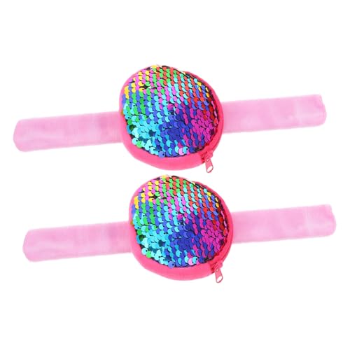 KONTONTY 2 Stück Slap Armbänder mit Pailletten und Münzbeutel Buntes Cartoon Partyhandgelenk Modisch Einfach Anzulegen Vielseitiges Accessoire für Jungen und Mädchen von KONTONTY