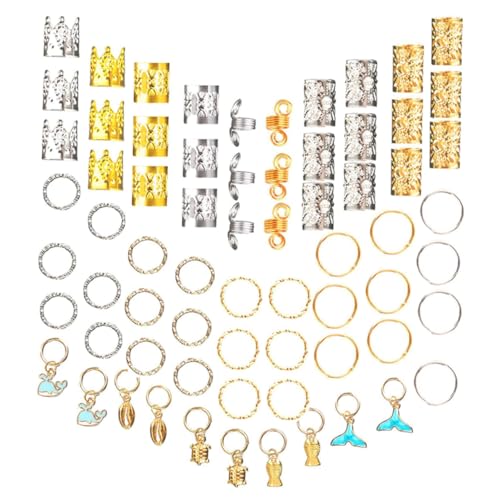 KONTONTY 200 Stück Teiliges Dreadlock Schmuck aus Langlebiger Legierung Haarring Perlen für Zöpfe und Extensions Einfach Anzubringen Stilvoller Haarschmuck für Damen und Besondere Anlässe von KONTONTY