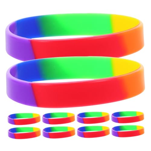 KONTONTY 20Stücke Regenbogen Silikonarmbänder Individuelles Lgbt Armband für Pride Month Vielseitige Gummibänder für Partys Leicht Tragbar und Pflegeleicht von KONTONTY