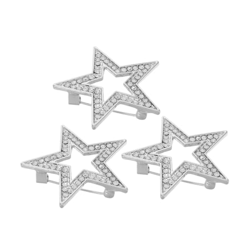KONTONTY 3 Stück Strass Stern Broschen aus Legierung Filigrane Hohle Anstecknadeln für Damen Modische Schmuckornamente Eleganter Pin für Blazer Mantel und Kleidung von KONTONTY