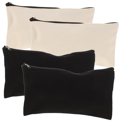 KONTONTY 4 Stück Canvas Zipper Pouch Multifunktionale Federmäppchen mit Reißverschluss Leichte Leinwand Stifttasche für Stifte Schreibwaren Große Kapazität Tragbar für Schule und Alltag von KONTONTY