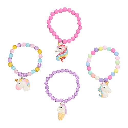 KONTONTY 4stücke Bunte Perlenarmbänder Einhorn Armbänder Acryl Junge Mädchen Handgelenk Decor Für Geburtstage Feiern Und Andere Anlässe von KONTONTY