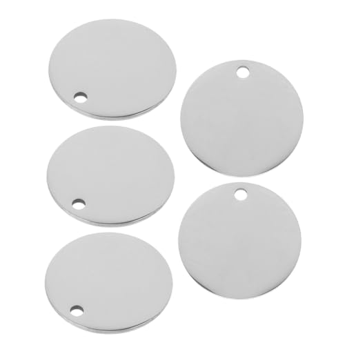 KONTONTY 5 Stück Anhänger aus Edelstahl Blanko-Stempel-Charms runde Gravurrohlinge DIY Schlüsselanhänger Rohlinge für Schlüsselanhänger Leere Tags Runde Hundemarke Rostfreier Silber von KONTONTY