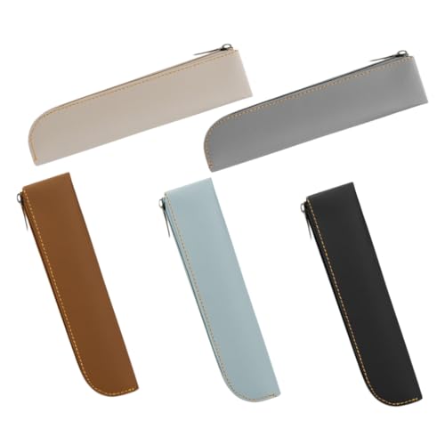 KONTONTY 5 Stück Federmäppchen mit großem Fassungsvermögen tragbare Stifttasche Bleistift-Aufbewahrungs-Organizer Ästhetische Stifttasche Stift Organizer -Tasche schlanke Leder von KONTONTY