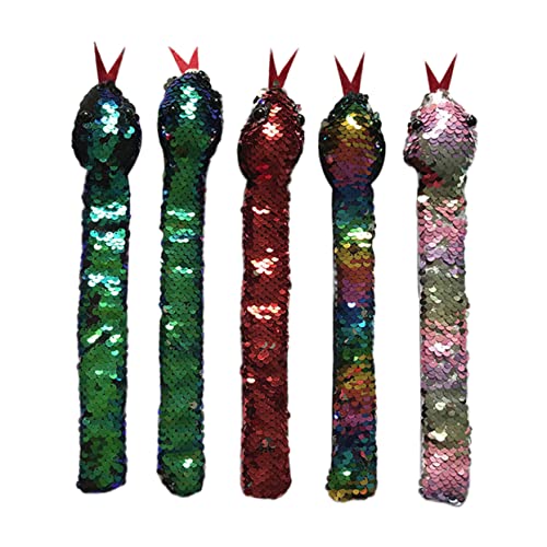 KONTONTY 5 Stück Slap Armbänder Lustige Schlangenarmbänder mit Glitzerdesign Widerstandsfähige Spielzeuge für Partys und Veranstaltungen Farben Zufällig Zufällige Farbe von KONTONTY