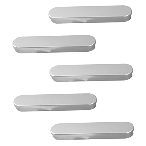 KONTONTY 5 Stück Teiliges Metall Stiftboxen Rechteckige Blechdosen Stift Aufbewahrung Langlebig und Bruchsicher für Familie und Silberfarben von KONTONTY