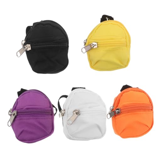 KONTONTY 5 Stück Teiliges Mini-Rucksack-schlüsselanhänger- Kleine Geldbörse mit Funktionalem Doppelreißverschluss Kompakte Münztasche und Puppenrucksack Modisches Accessoire für Damen und von KONTONTY