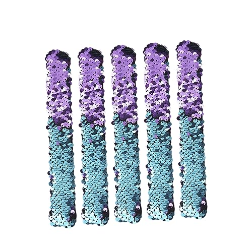 KONTONTY 5 Stück Teiliges Schnapparmband mit Meerjungfrau Pailletten Armbänder und Ringe Angenehm zu Tragen Vielseitig für Geburtstag Party und Bühnenauftritte Violett Blau von KONTONTY