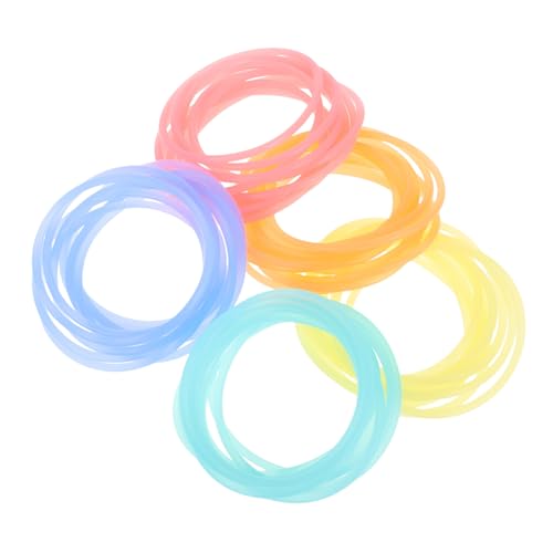 KONTONTY 50 Stück Teiliges Leuchtende Silikonarmbänder in Rot Blau Grün Gelb Orange Elastische Gummibänder mit Glow Robust und Dehnbar für Outdoor Spiele und Partygeschenke von KONTONTY