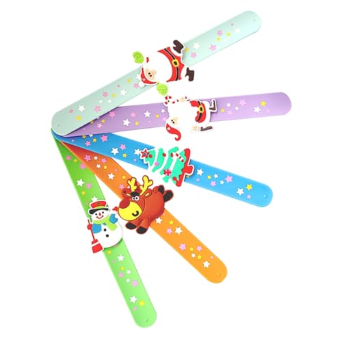 KONTONTY 5St Weihnachtsring armbänder für kinder weihnachtsmotiv santa Kinder-Weihnachts-Slap-Armbänder Weihnachts-Slap-Bands uhrenarmbänder Schlagband Weihnachtsarmband Karikatur schmücken von KONTONTY