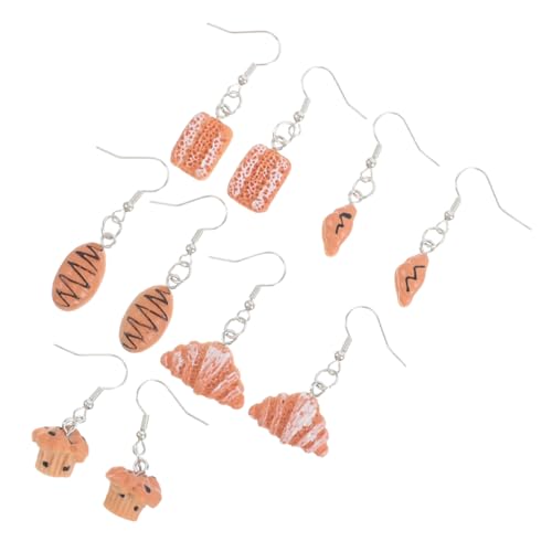 KONTONTY 5paare Ohrringe Mit Essen-anhänger Tropfenohrringe Aus Brot Und Cupcake-material Origineller Schmuck Für Frauen Und Mädchen Leicht Und Komfortabel Für Partys Und Alltagsoutfits von KONTONTY