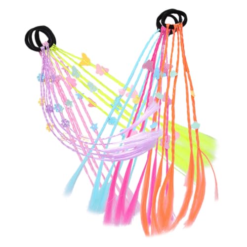 KONTONTY 6 Stück Haarverlängerungen mit Bunten Geflochtenen Perücken und Haargummis Haarschmuck für Mädchen für Partys und Besondere Anlässe von KONTONTY