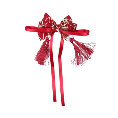 KONTONTY Chinesischer Haarschmuck Haarklammer mit Schleifenform und Quaste Traditioneller Kopfschmuck für Mädchen Chinesischer Stil Langlebiges Material Festliche Haarnadel für von KONTONTY