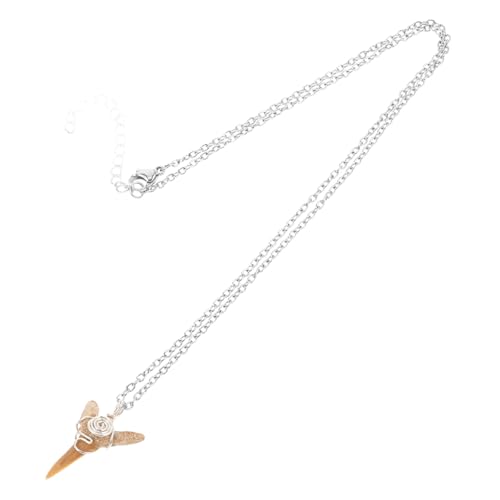 KONTONTY Haifischzahn-anhänger-halskette Aus Metall Zahnförmiger Schmuck Für Frauen Und Männer Authentische Fossilien Vintage-design Für Strand von KONTONTY