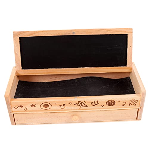 KONTONTY Holz Federmäppchen Für Schreibwaren Robuste Aufbewahrungsbox Mit Doppelschichtdesign Für Stifte Bleistifte Anspitzer Radiergummis Und Andere Kleine Schulmaterialien von KONTONTY