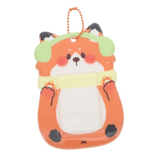 KONTONTY Kawaii Kartenetui mit Niedlichem Fuchsdesign PVC Ausweishalter für Fotokarten und Id Karten Praktischer Schlüsselanhänger für Schule und Leicht zu Reinigen und Robust von KONTONTY