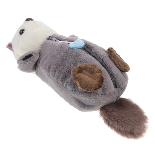 KONTONTY Plüsch Federmäppchen Otter Großer Kapazität Stifttasche für Mädchen Weicher Schreibwaren Organizer Kompakte Federtasche für Schule und Büro Praktischer Stiftehalter von KONTONTY