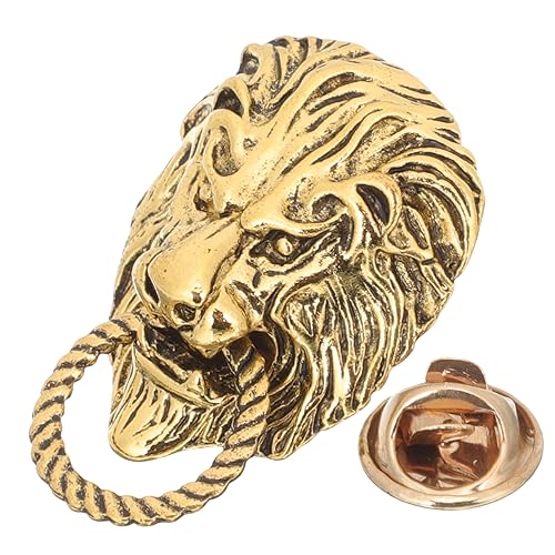 KONTONTY Retro Löwenbrosche Herren Anstecknadel Vintage Stil Hochwertiges Goldfarben Kragen Pin Accessoire für Anzug Mantel Party Business von KONTONTY