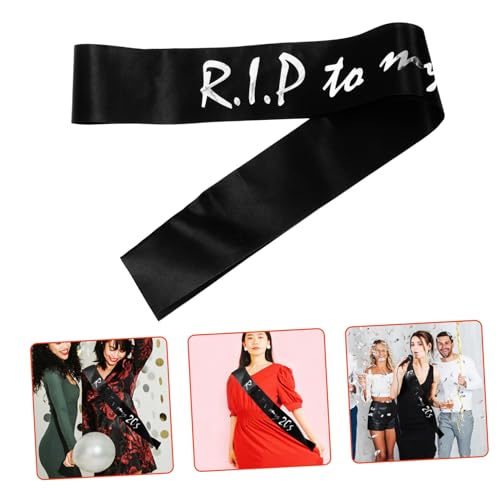 KONTONTY Schwarze Geburtstags Schärpe Rip To My aus Stabilem Modisch und Bequem für Weibliche Geburtstagsfeiern Kreative Partydekoration Besonderes Accessoire für Geburtstagskönigin von KONTONTY