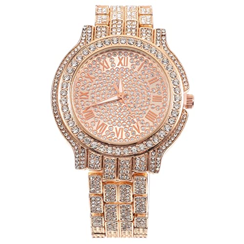 KONTONTY Damen Armbanduhr Mit Strasssteinen Quarz Uhr Für Frauen Verstellbares Armband Roségold Stilvoller Zeitmesser Für Besondere Anlässe Und Alltag von KONTONTY