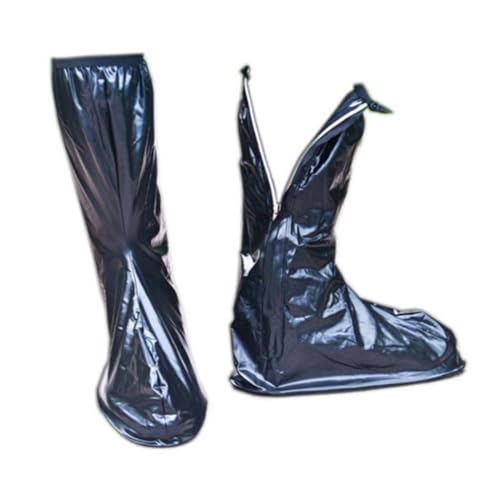 KONTONTY wasserdichte rutschfeste Wiederverwendbare PVC Überschuhe für Herren Hoher Schaft mit Reißverschluss Geeignet für Schuhgrößen bei Regen und Nassen Bedingungen von KONTONTY