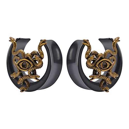 KOOBODY 2 STÜCKE Öffnungssattel Tunnel Plugs Upgrade Schafkopf Aufhänger Punk Retro Gothic Sarg Gestreckte Ohren Gauges Für Damen Herren Gauge 0 g bis 1 Zoll von KOOBODY