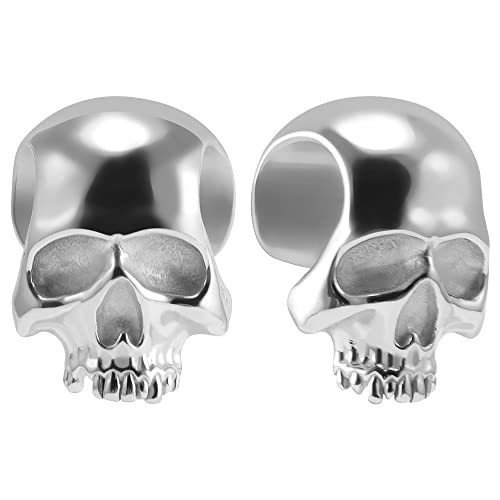 KOOBODY 2 STÜCKE Ohrstöpsel Tunnel baumeln für gestreckte Ohren-Edelstahl Punk Schädel und Handform Messgerät Ohrringe für Frauen Männer von KOOBODY