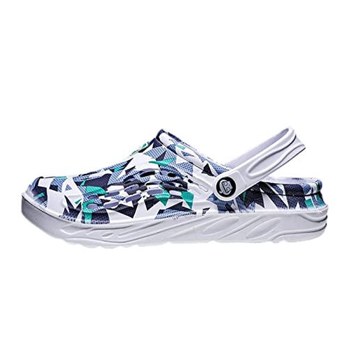 KOOBS Sandalen herren Original Herren Sandalen Leichte Freizeitschuhe Weiche Sohle Plus Größe 49 Clogs Outdoor Beach Slipper Gartenschuhe-White Blue,39 von KOOBS
