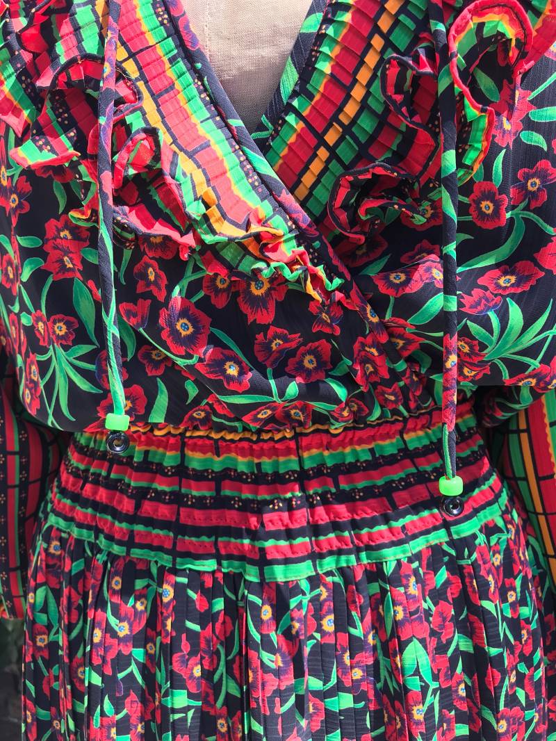 Bunte Kleid Von Legendären 80Er Jahre Print Designer Diane Freis von KOOKOOVintageShop