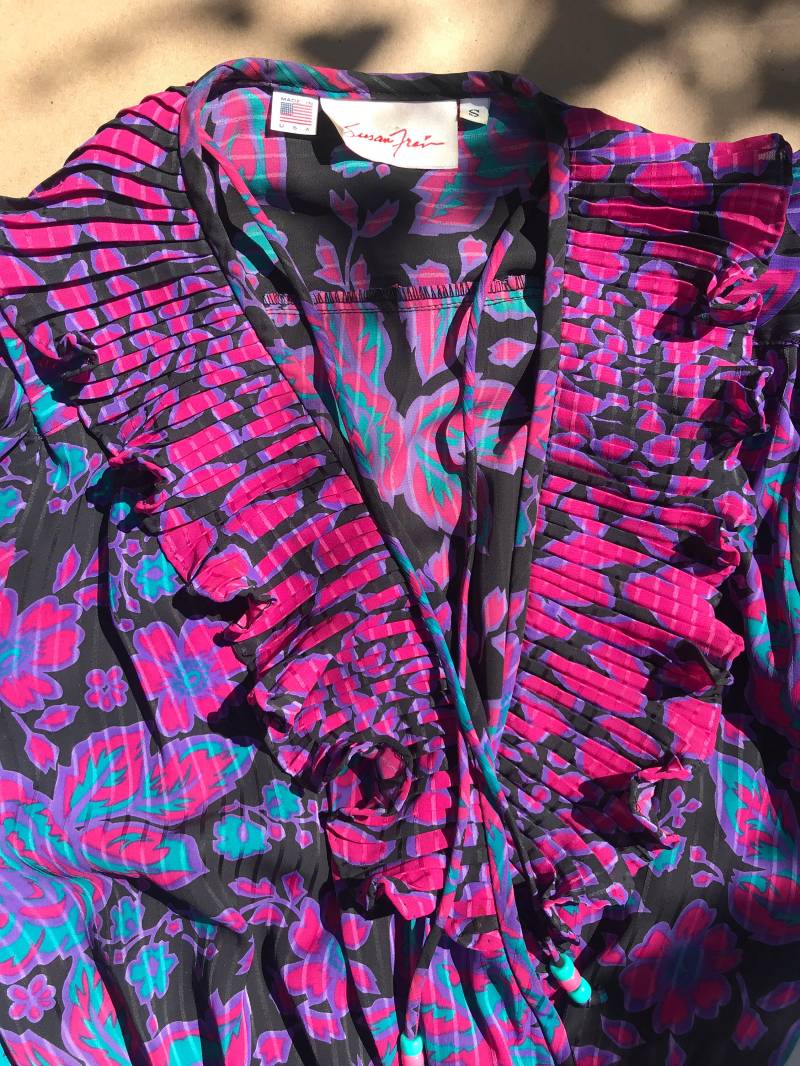 Schöne-Druck-Kleid Von Susan Freis von KOOKOOVintageShop