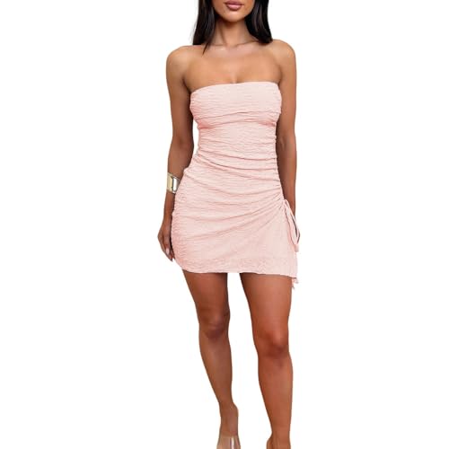 KOOLASA Frauen Bodycon Trägerloses Minikleid Tailliertes Rohr Kurzes Festival Party Dinnerkleid von KOOLASA