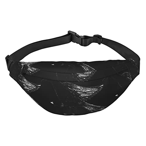 Birds bedruckte lässige Cross-Body Bauchtasche für Herren und Damen, 3 Reißverschluss, Zwischenschicht, verstellbarer Gürtel, Laufen, Outdoor, Reiseutensilien, Schwarz, Einheitsgröße von KOOLR