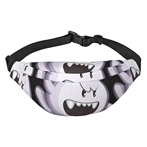 Cartoon Ghost Bedruckte lässige Umhängetasche für Herren und Damen, 3 Reißverschluss, Zwischenschicht, verstellbarer Gürtel, Laufen Outdoor, Reiseutensilien, Schwarz, Einheitsgröße von KOOLR