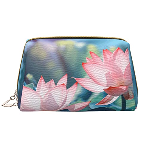 KOOLR Make-up-Tasche mit Lotus-Pflanzen-Druck, Leder, Kosmetiktasche, Reise-Organizer, Kulturbeutel für Frauen und Mädchen, Weiss/opulenter Garten, Einheitsgröße von KOOLR