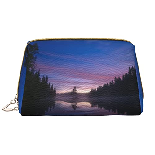 KOOLR Make-up-Tasche mit Sonnenuntergang auf dem See, Leder, Kosmetiktasche, Reise-Organizer, Kulturbeutel für Damen und Mädchen, Weiss/opulenter Garten, Einheitsgröße von KOOLR